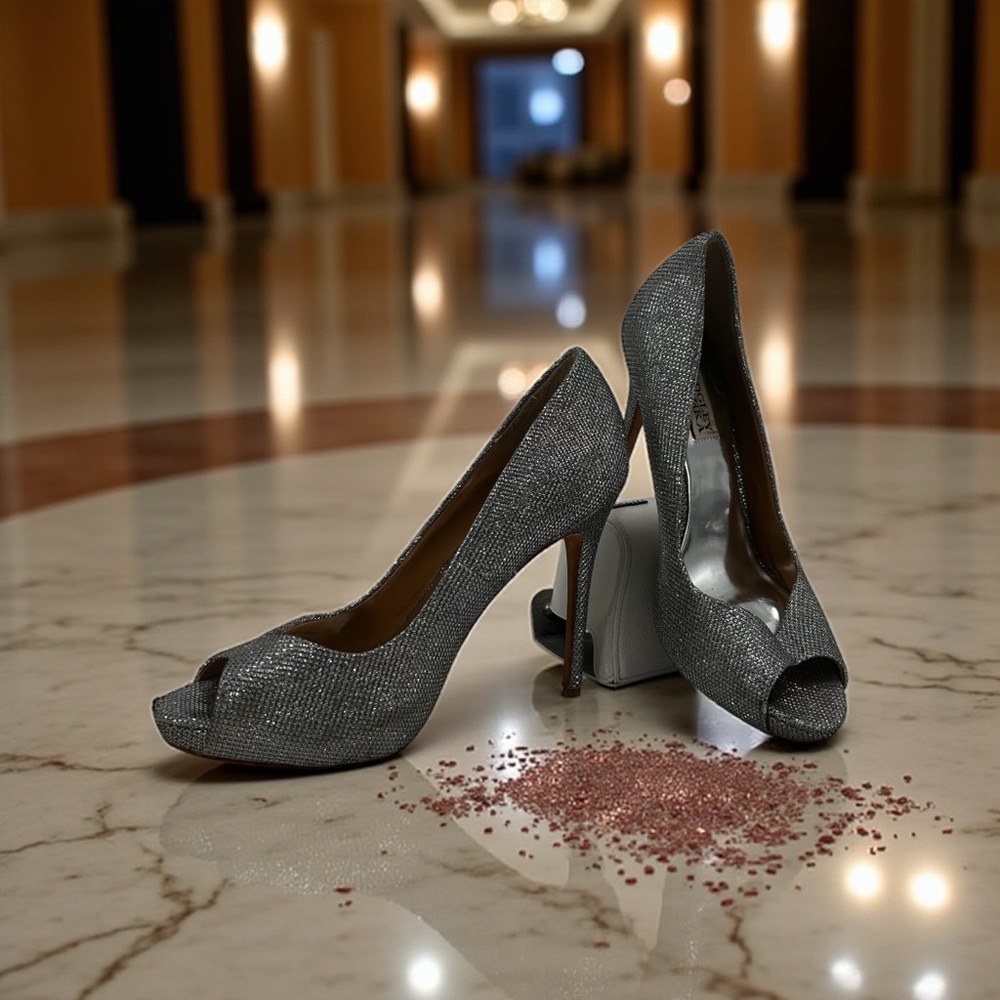 Badgley‎ Mischka Silver Stiletto Heels Classic Design - Picture 3 of 6